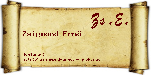 Zsigmond Ernő névjegykártya
